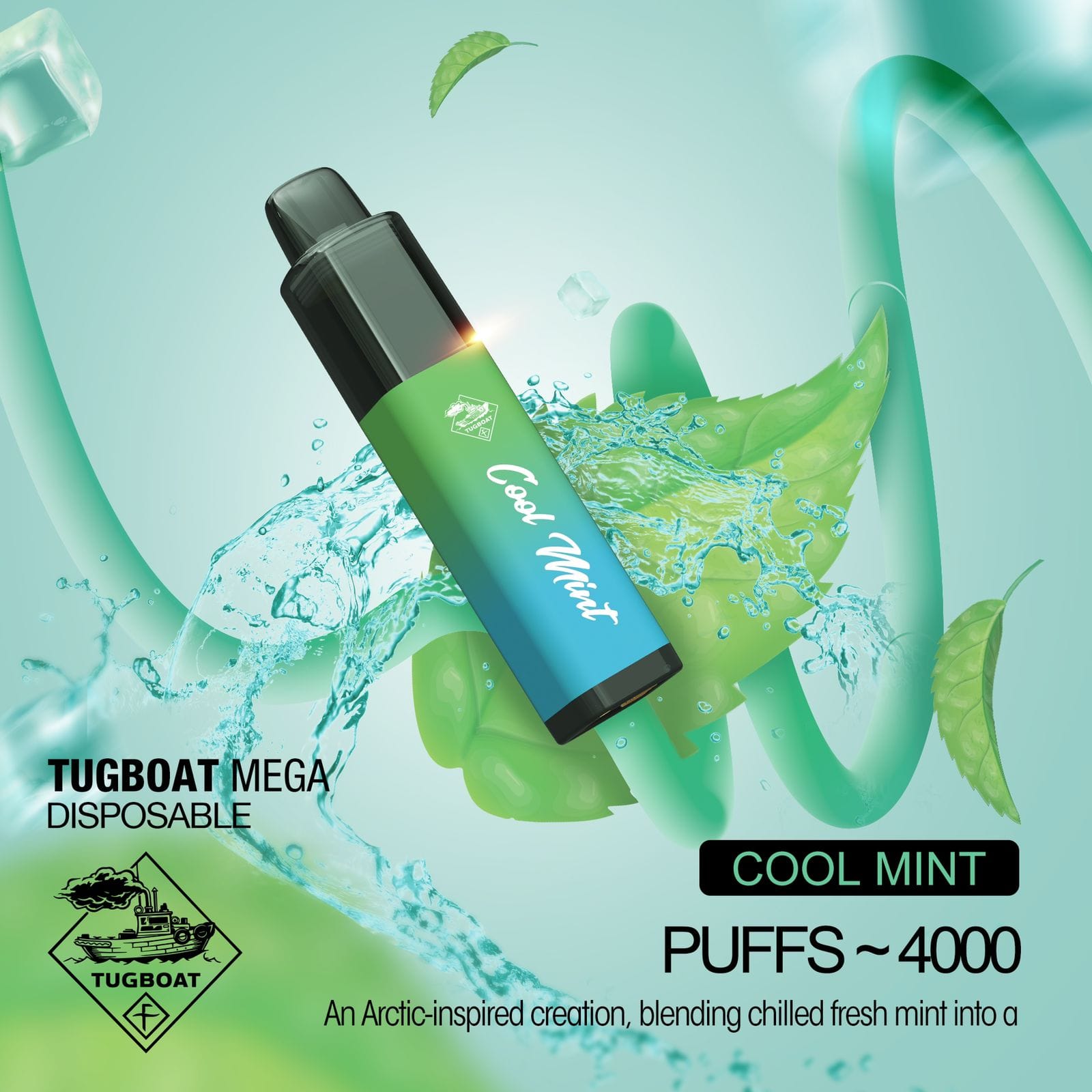 TUGBOAT MEGA DISPOSABLE COOL MINT PUFFS 4000